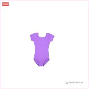 Girls Small Short Sleeve Leotard, Nylon Spandex Blend, Dance Gymnastics
